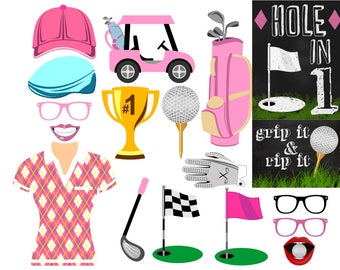 Golf digital photo booth party props instant download