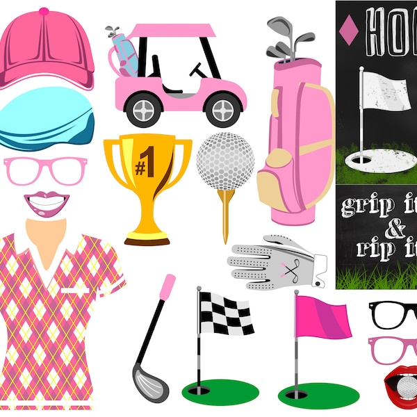 Golf digital photo booth party props instant download