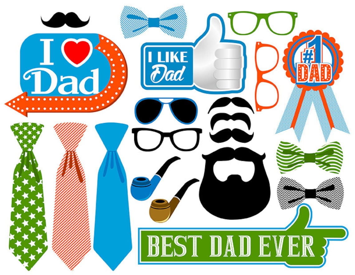 Father's Day Digital Photo Booth Party Props Instant Download - Etsy