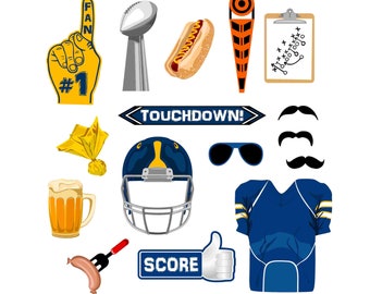 Football digital photo booth party props instant download PRINTABLES DIY