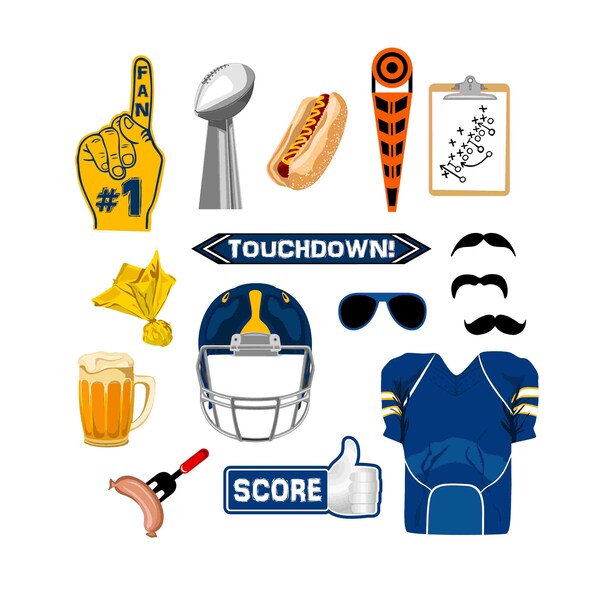 Football digital photo booth party props instant download PRINTABLES DIY