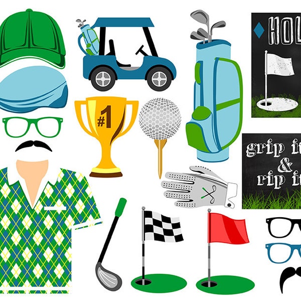 Golf digital photo booth party props instant download printables