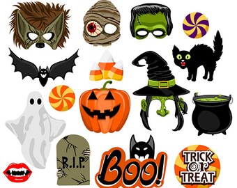 Halloween digital photo booth party props instant download