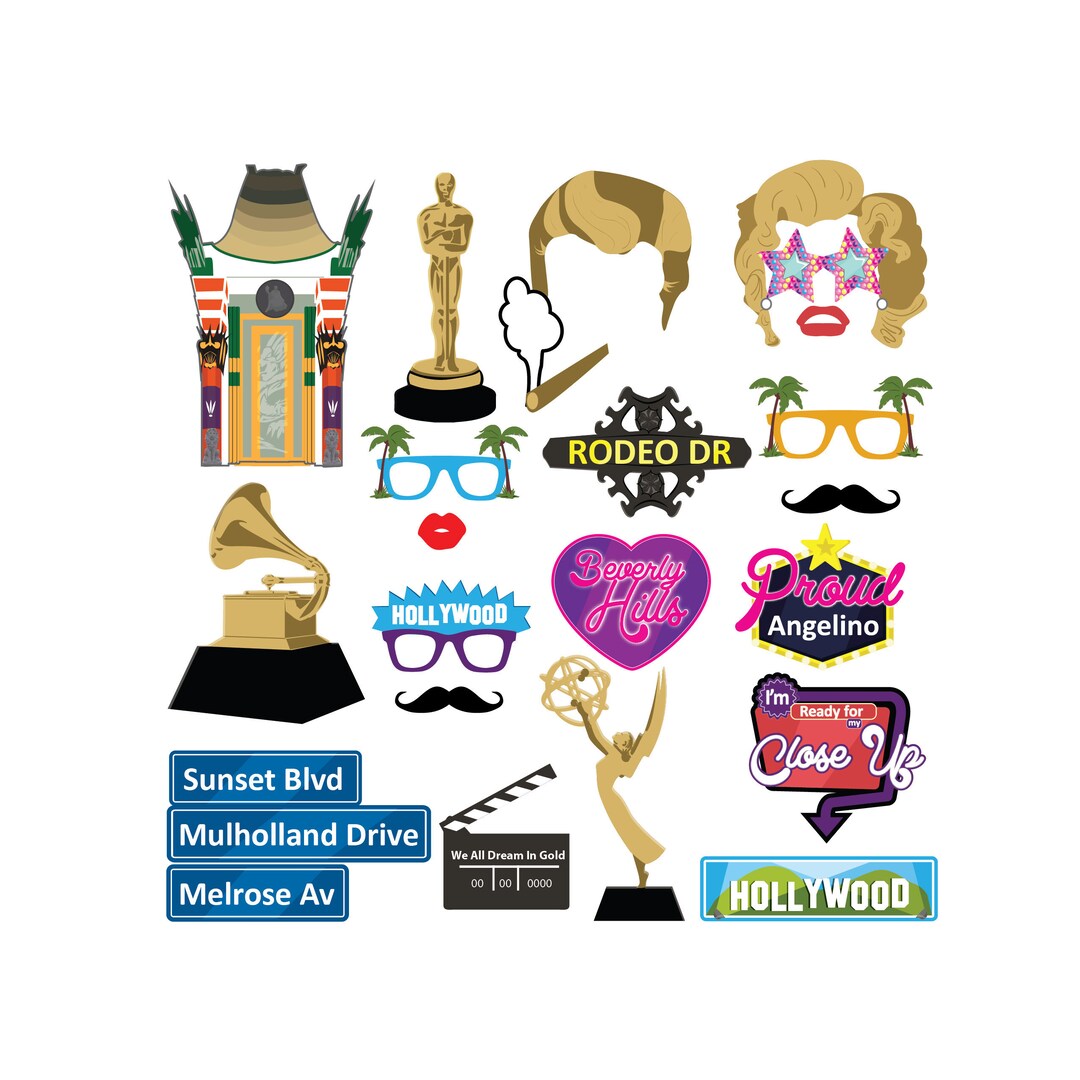 Hollywood Digital Photo Booth Party Props Instan Download - Etsy