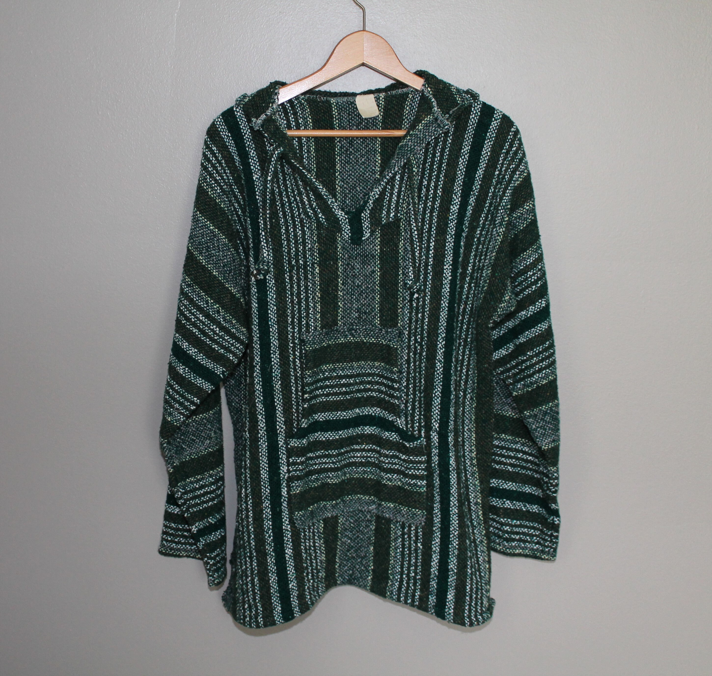 Vintage 80s 90s Spicoli Drug Rug Hooded Pullover Stripe Green Etsy