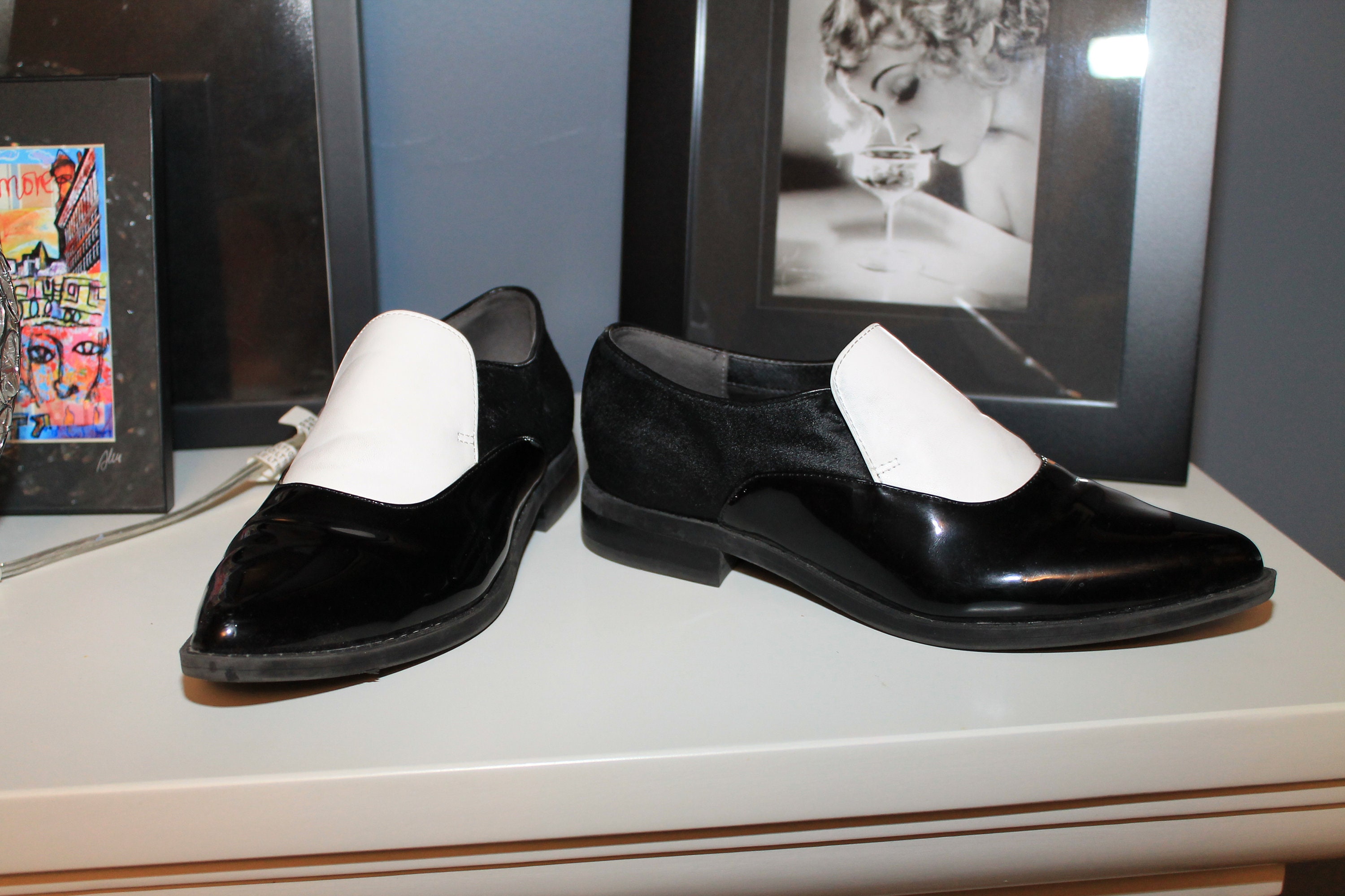 black white tuxedo shoes