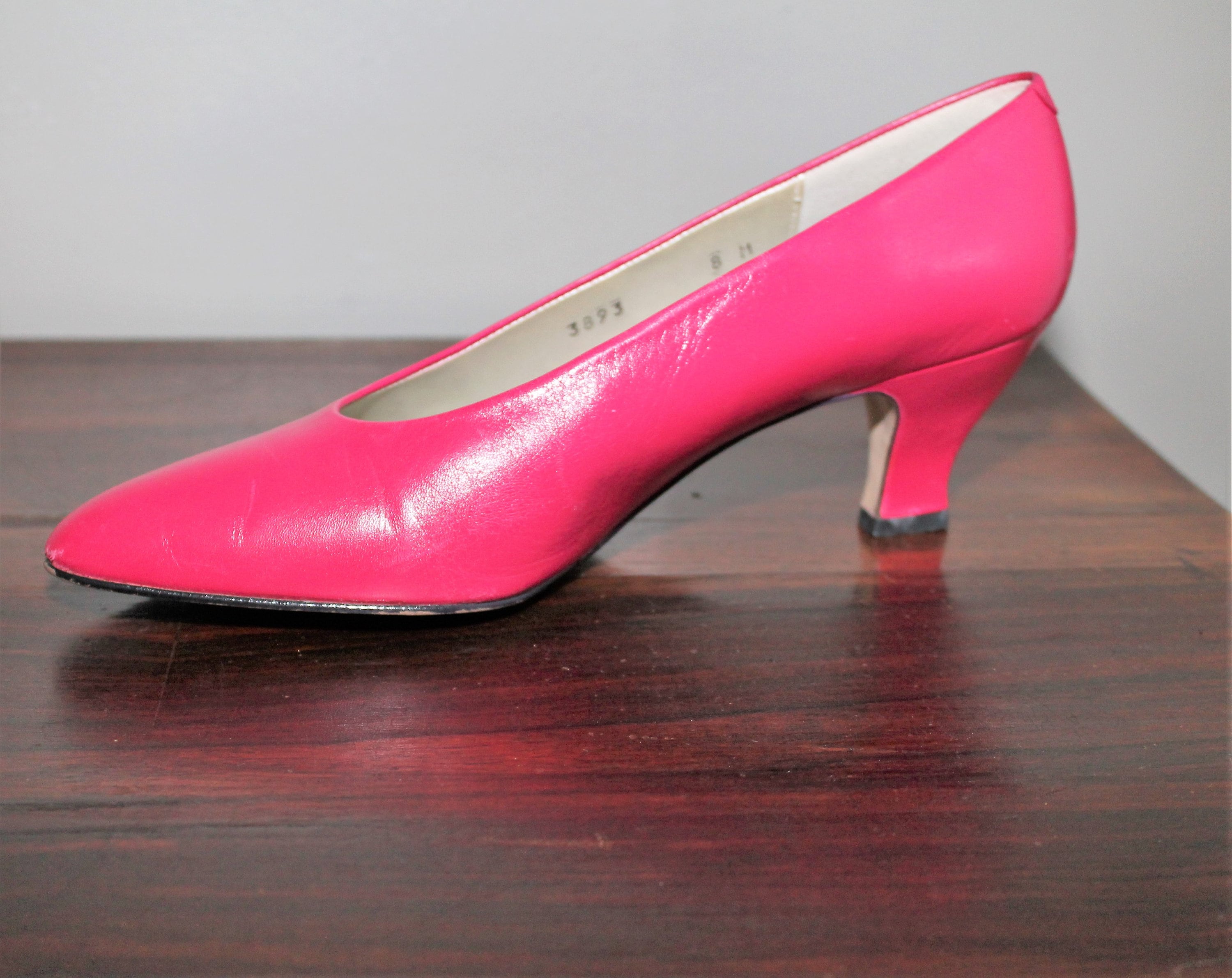light pink leather pumps