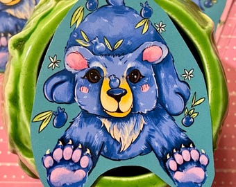 blueberry bear sticker, artist made-hand-drawn art
