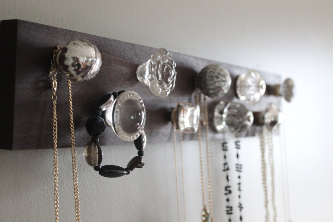 Jewelry Organizer 9 Knob Necklace Holder Wall Decor Silver Etsy