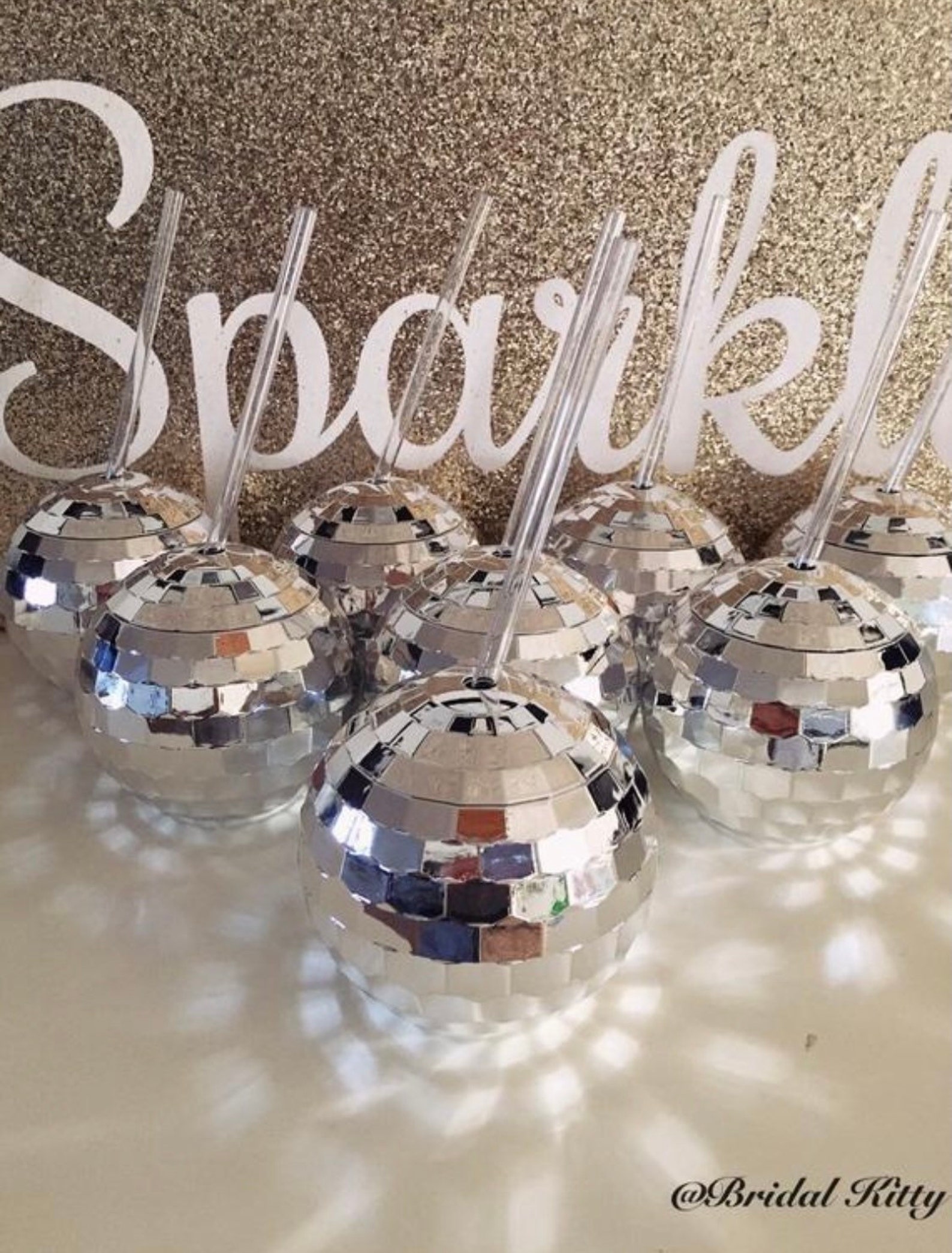 Disco Ball Cup Personalized Silver Bridal Party Cups Custom Etsy