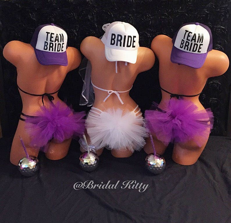 Booty Veil Bachelorette Party Veil Vegas Pool Party Bridal Shower Bikini Veil Tutu Beach Wedding Honeymoon Bathing Suit Veil Booty Poof