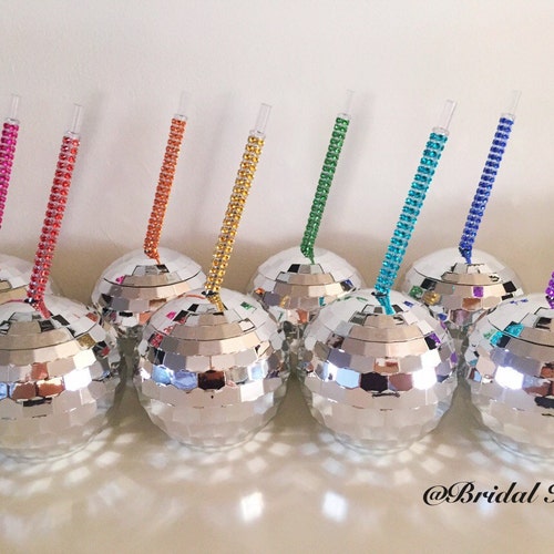 Disco Ball Cups With Straw Etsy