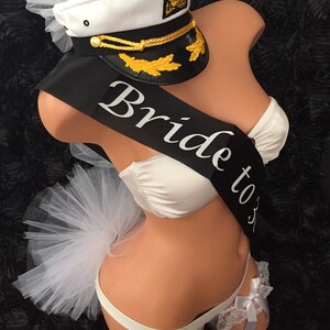 Bachelorette Booty Veil Bride Nautical Captain Hat & Sash Last Sail Before The Veil Bridal Veil Sailor White Wedding Veil Anchor Cruise Pool image 4