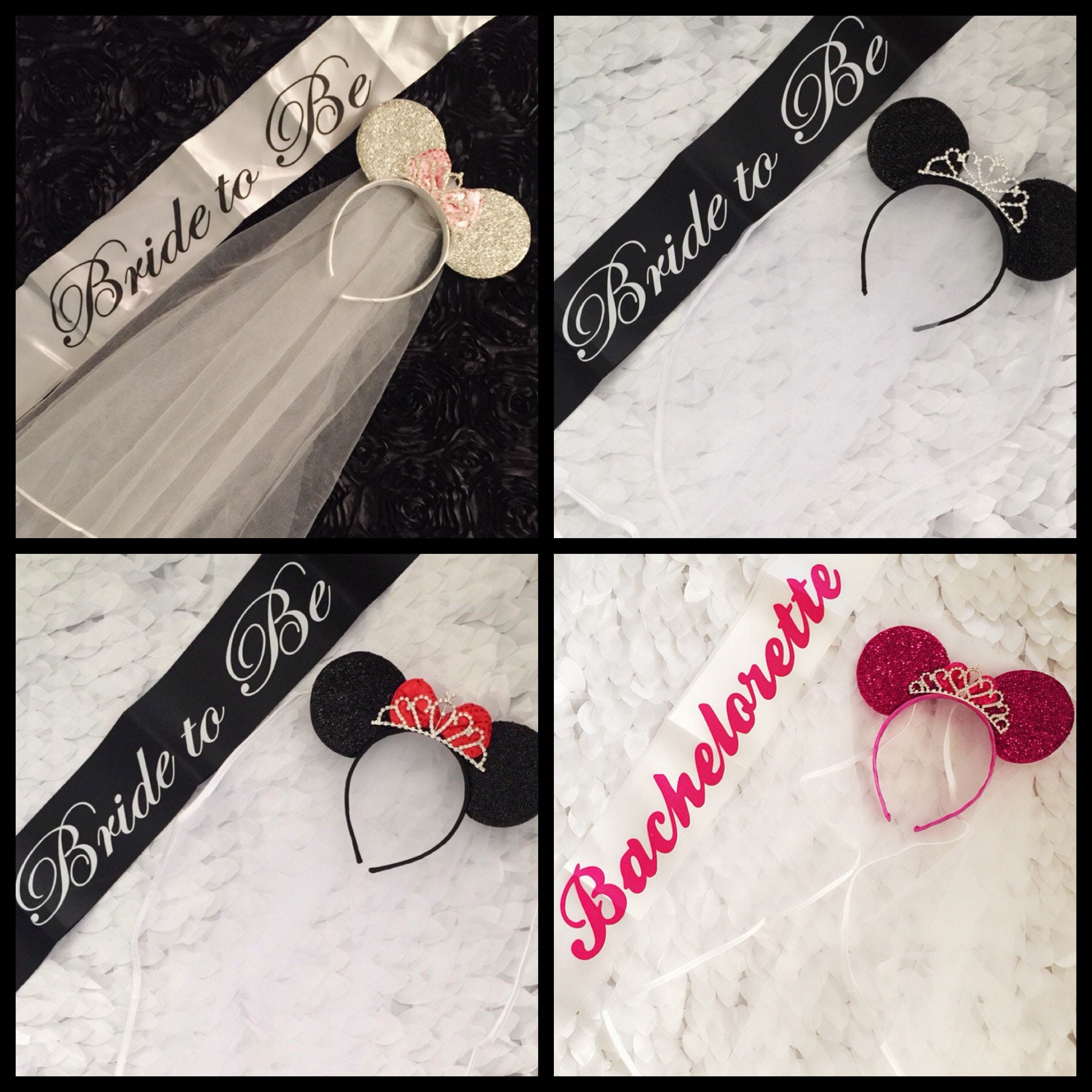 Kit 10 Accesorios Despedida Soltera - Tiara Novia Velo Tatuajes Bandas Equipo Rosa