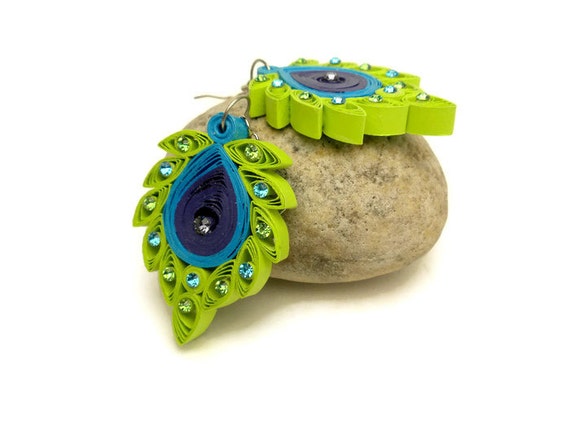 Peacock quilling earrings discount