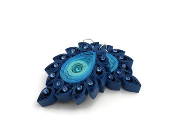 Blue Peacock earrings - Quilling jewelry - Peacock jewelry - Paper quilling earrings - Original earrings - Blue hombre - Multiple colors