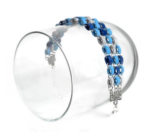 Blue and grey bead bracelet - Unique bracelet - Modern multi strand bracelet - Elegant bracelet - Simple bracelet - Paper jewelry - Quilling