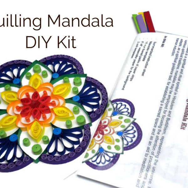 Quilling Mandala DIY kit - Do it yourself mandala -  Mandala Pattern and Template - Step-by-step Tutorial - How to Make Quilling Mandala