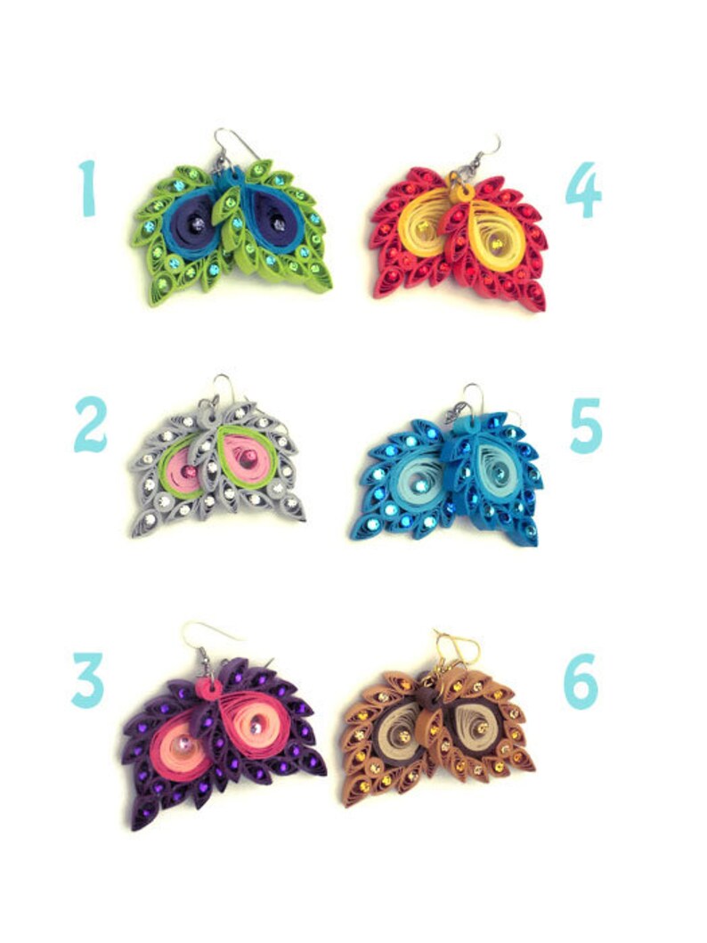Peacock Earrings Quilling Jewelry Peacock Jewelry Paper Etsy