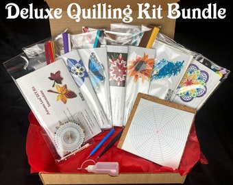 Deluxe Quilling Kits Bundle, all my quilling kits plus all the tool you need to make the projects in one package, gift for a crafter