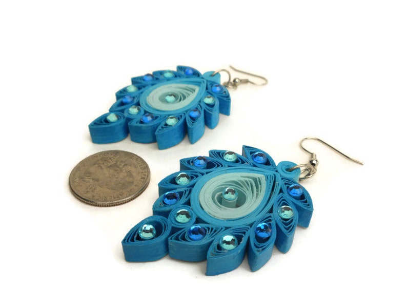 Peacock Earrings Quilling Jewelry Peacock Jewelry Paper Etsy