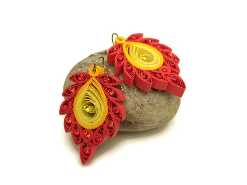 Peacock Earrings Quilling Jewelry Peacock Jewelry Paper Etsy