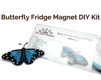 Quilling Butterfly DIY kit with a step-by-step video tutorial, create a butterfly fridge magnet