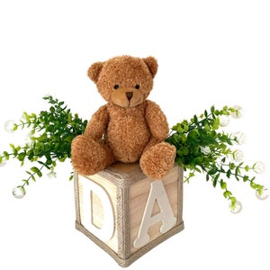 Teddy Bear Baby Shower Centerpiece ABC Block centerpiece, Boho Style nursery decor, Baptism Christening Popular Centerpiece Baby Shower gift