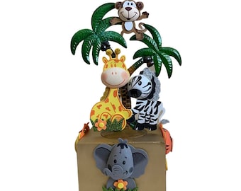 Safari Themed Centerpiece, Jungle theme party, Safari Cake Topper Animals Foam Decorations for a baby shower or birthday