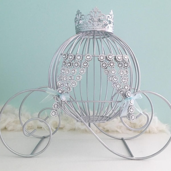 SALE*** Big Size 15" height Beautiful Cinderella Carriage Card Holder Money Box or Flower Centerpiece