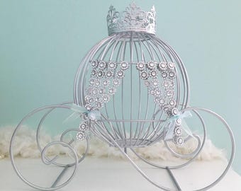 SALE*** Big Size 15" height Beautiful Cinderella Carriage Card Holder Money Box or Flower Centerpiece