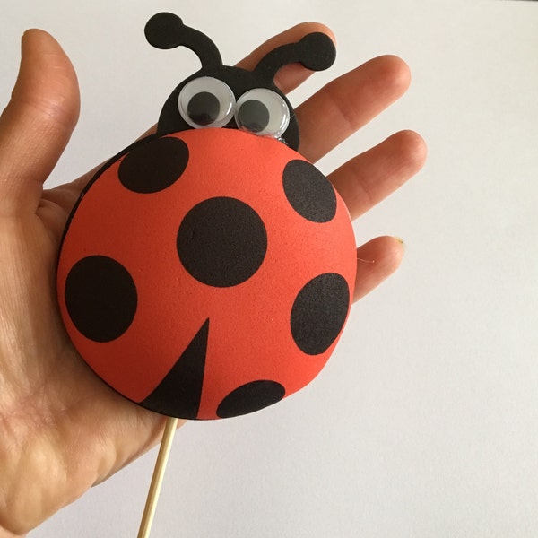 Set of 5 Ladybug Foam Decorations for a Baby Shower, floral centerpieces or a diaper cakes,  size: 4"