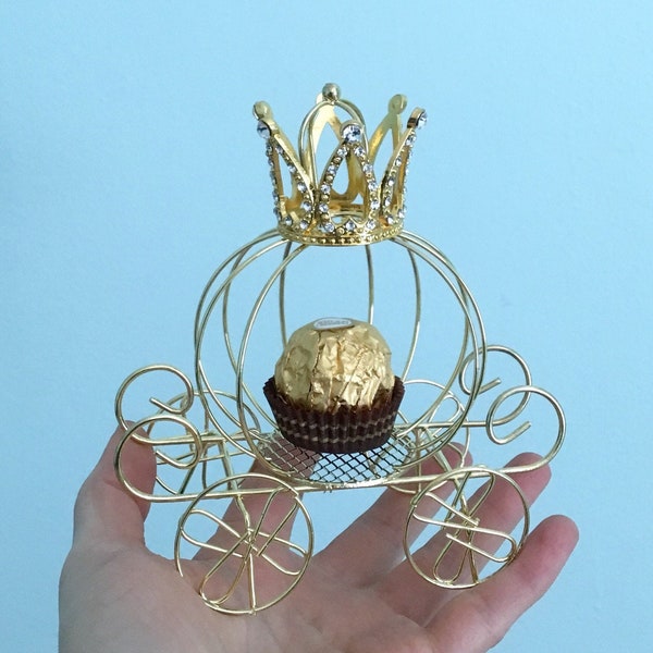 Cinderella Carriage Favor, Wedding, Sweet 16, Baby Shower party favor, place card holder, wire carriage favor, small carriage Size 4.5" tall