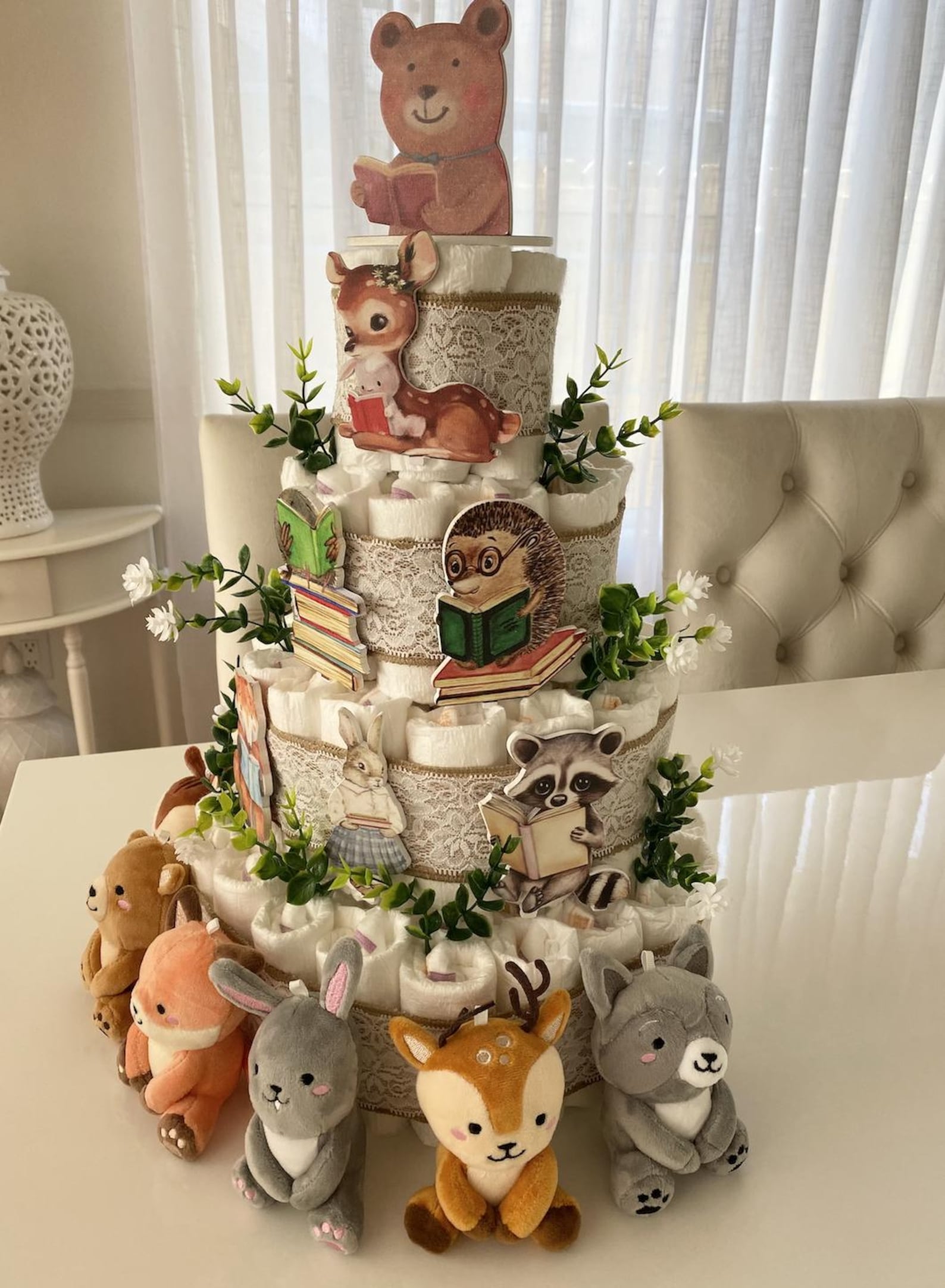 Woodland Diaper Cake, Storybook Themed 3 or 4 Tier Diaper Cake ...
