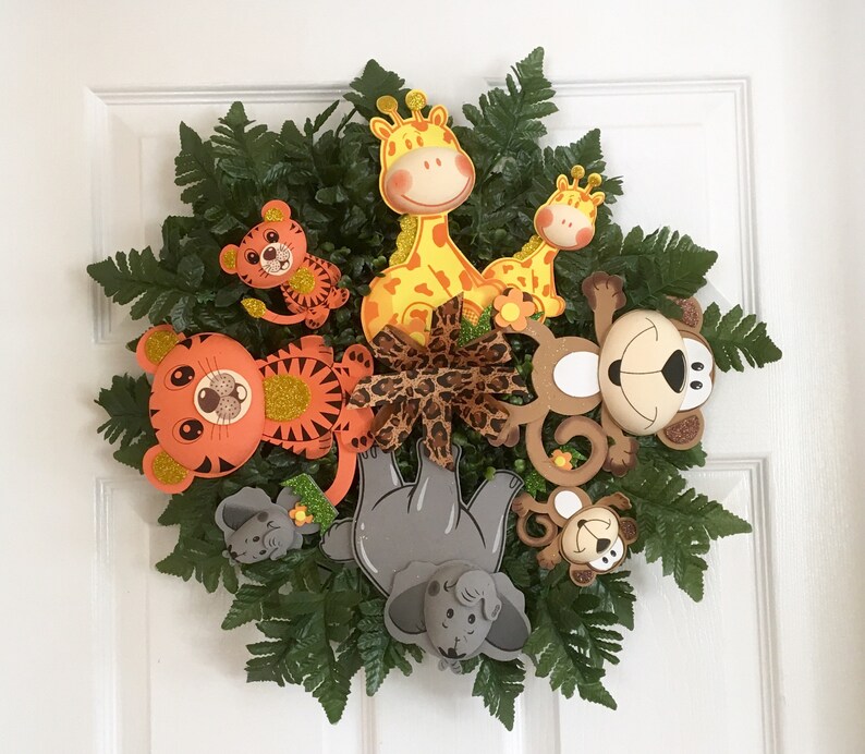 Safari Animals Wreath For Safari Themed Party Safari Wall Etsy