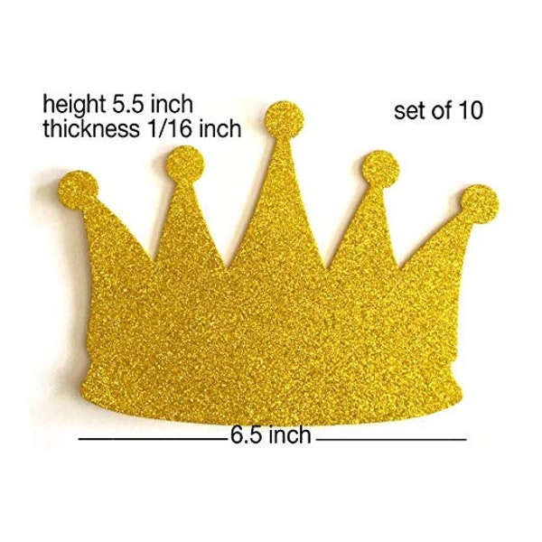 Glitter Crown Foam Decoration, Gold and Silver crown cutouts for diaper cakes, set of 10 crowns, 2 different sizes