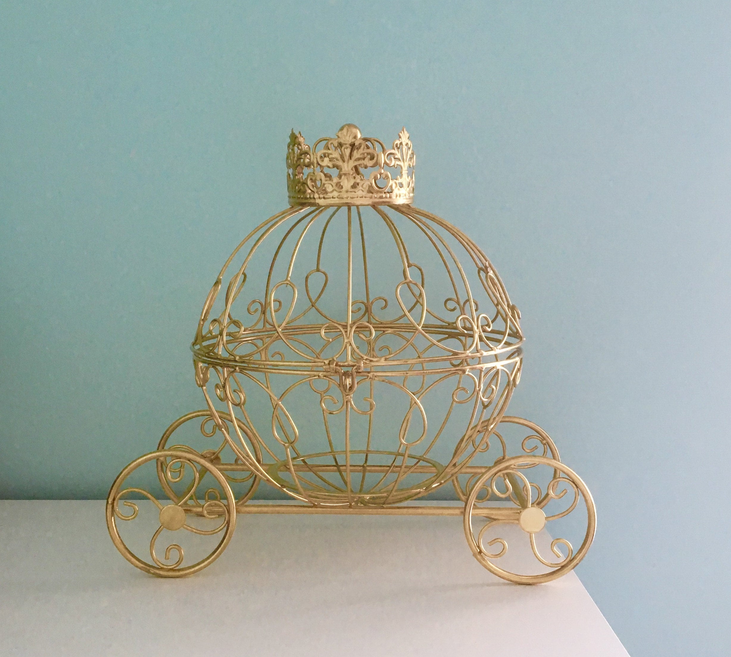 Carriage, Big Size 14.5" height, Beautiful Cinderella Pumpkin Coach Card Holder or Flower Centerpiece