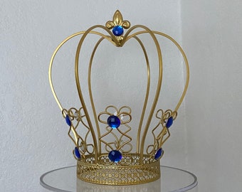 Big Crown Flower centerpiece or cake topper for your wedding, birthday, christening, Baby Shower, royal themed party, 12"tall crown, gift