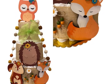 Waldtiere Windeltorte, Waldtiere Windeltorte, Waldtiere Windeltorte, Waldtiere Windeltorte, Waldtiere Windeltorte, Baby Shower Kuchen