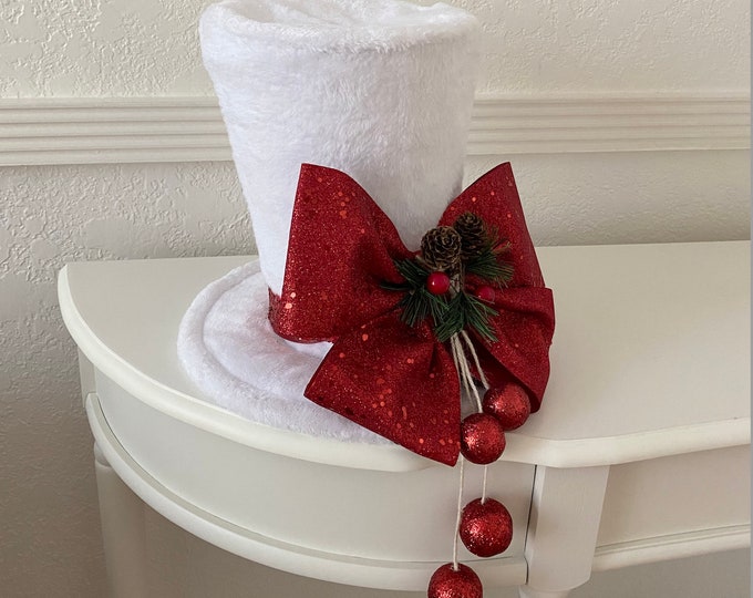 Christmas Tree Topper Red Velvet Top Hat Centerpiece With Beautiful