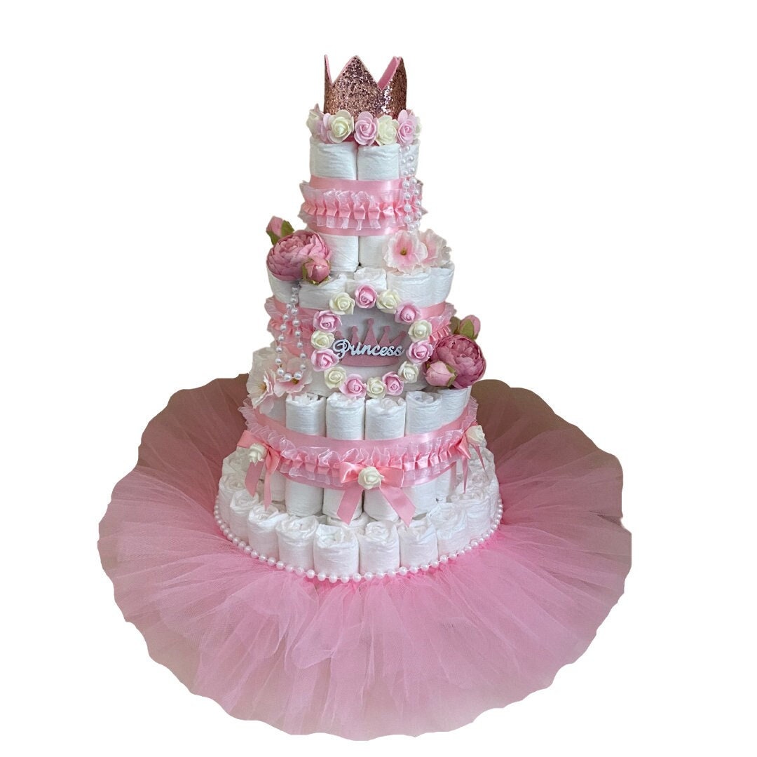 Princess Diaper Cake 3 or 4 Tier Diaper Cake for a Girl - Etsy