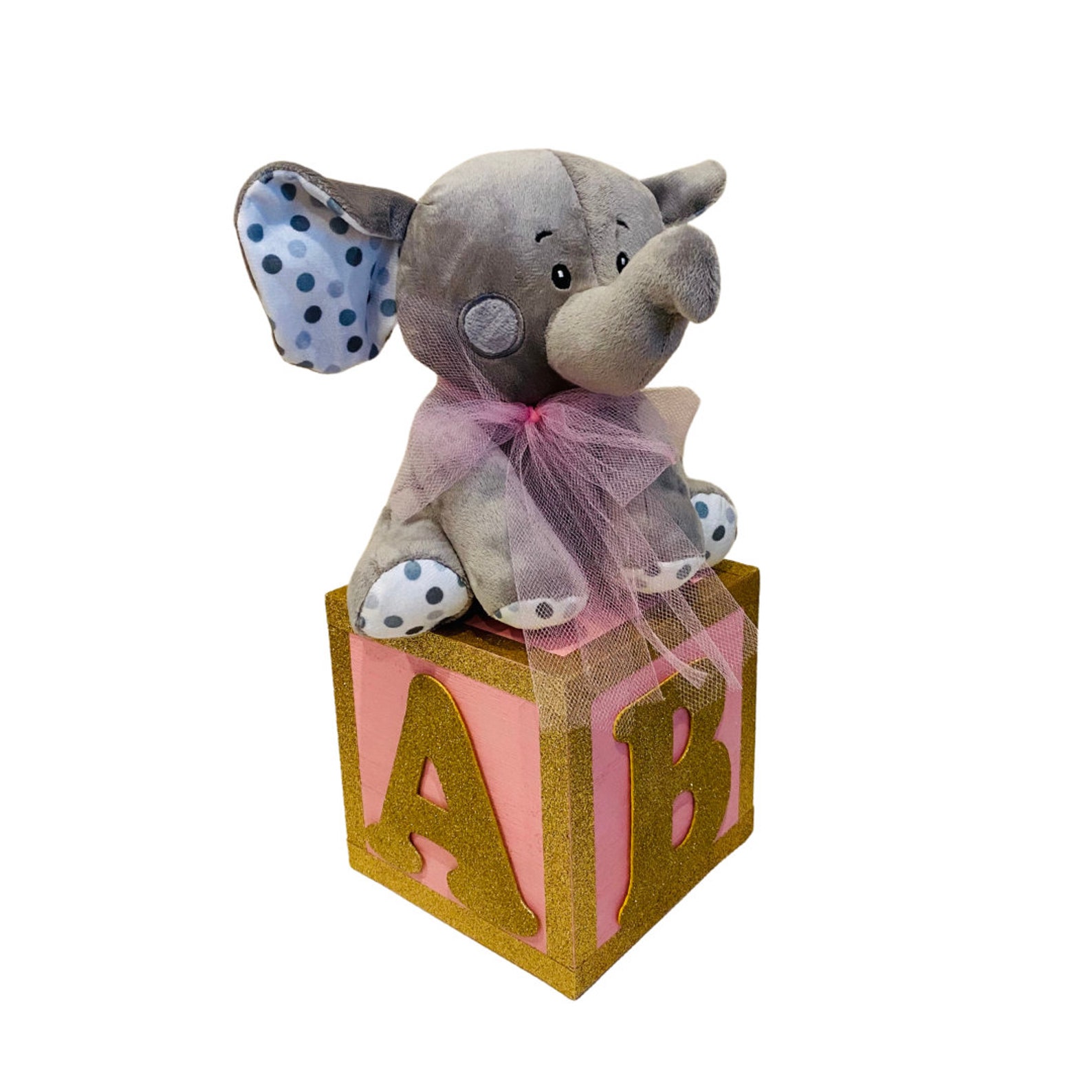 Wooden ABC Block Centerpiece With an Elephant or Bear Home Etsy