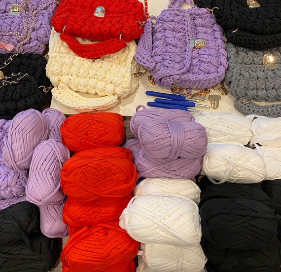 LEREATI Fil Pour Crochet 285g 100m Tshirt Yarn Fil Polyester Pour Sac Au Crochet, Coton à Tricoter Pour Sac, Panier, Bricolage, Tapis, Couverture (Alpaga