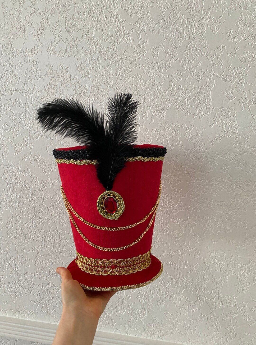 Christmas Tree Topper, Luxury, Elegant Hat Tree Topper, Red Velvet