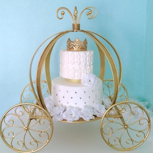 Carriage Cake Stand - Giant Size 25" - Metal Cinderella Pumpkin Coach Centerpiece - Cinderella Wedding Decor - Bridal Shower - Unique Gift