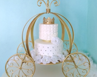 Carriage Cake Stand - Giant Size 25" - Metal Cinderella Pumpkin Coach Centerpiece - Cinderella Wedding Decor - Bridal Shower - Unique Gift