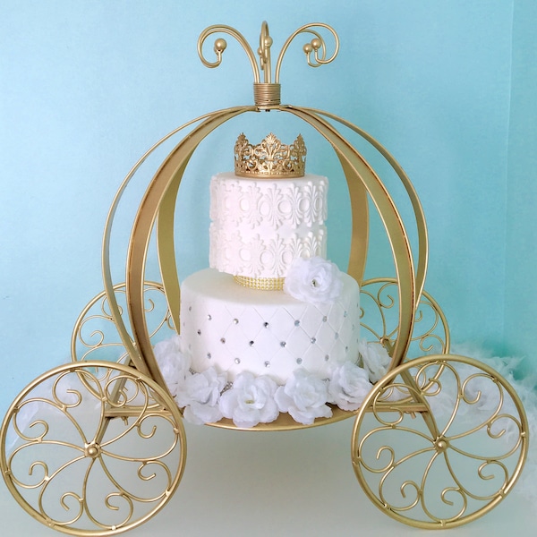 Carriage Cake Stand - Giant Size 25" - Metal Cinderella Pumpkin Coach Centerpiece - Cinderella Wedding Decor - Bridal Shower - Unique Gift