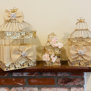 Bird Cage Card Holder, Money Box or Flower Centerpiece, 3 different sizes and any other colors are available image 1