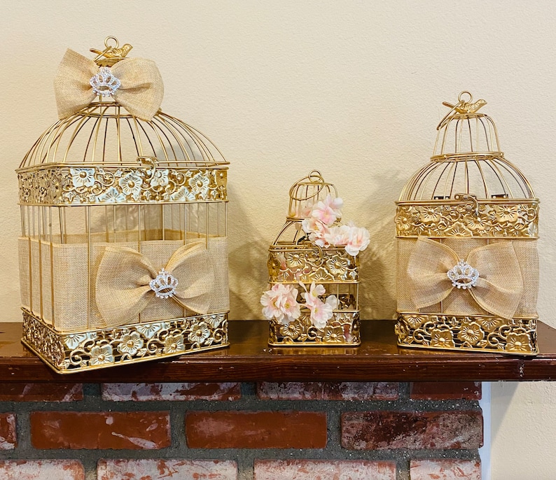 Bird Cage Card Holder, Money Box or Flower Centerpiece, 3 different sizes and any other colors are available image 1