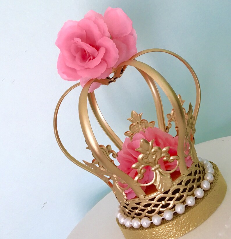 Gold Crown Cake Topper or Centerpiece With Flowers for Your Etsy